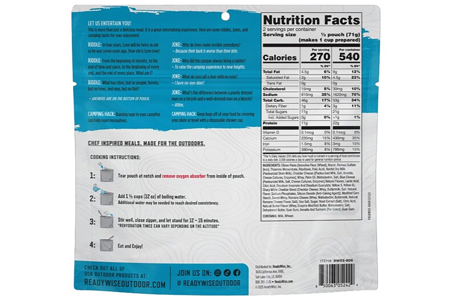 READYWISE Casual Campers Creamy Macaroni and Cheese